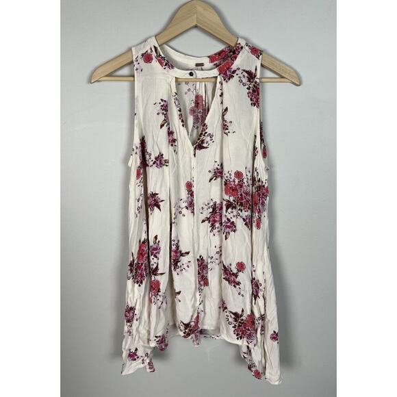 Free People Dresses & Skirts - Free People Snap Out Of It Swing Tunic Dress Ivory Floral Size XS Rayon Women’s